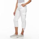 Women's Caribbean Joe Drawstring Cargo Capris, Size: 12, White