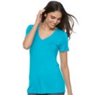 Women's Apt. 9&reg; Essential V-neck Tee, Size: Xs, Med Blue
