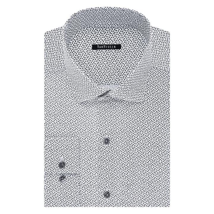 Men's Van Heusen Slim-fit Patterned Dress Shirt, Size: 18.5 36/37, Light Grey