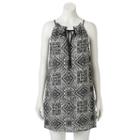 Juniors' Speechless Medallion Tie-neck Shift Dress, Girl's, Size: Small, White Oth