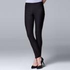 Women's Simply Vera Vera Wang Twill Panel Pull On Pants, Size: M Short, Black