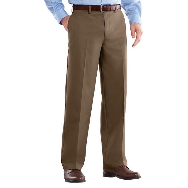 Men's Croft & Barrow&reg; Easy-care Classic-fit Flat-front Pants, Size: 44x32, Brown