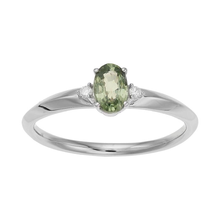 Lc Lauren Conrad 10k White Gold Green Sapphire & Diamond Accent Oval Ring, Women's, Size: 7