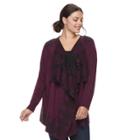 Plus Size Napa Valley Open-front Cardigan, Women's, Size: 3xl, Dark Red