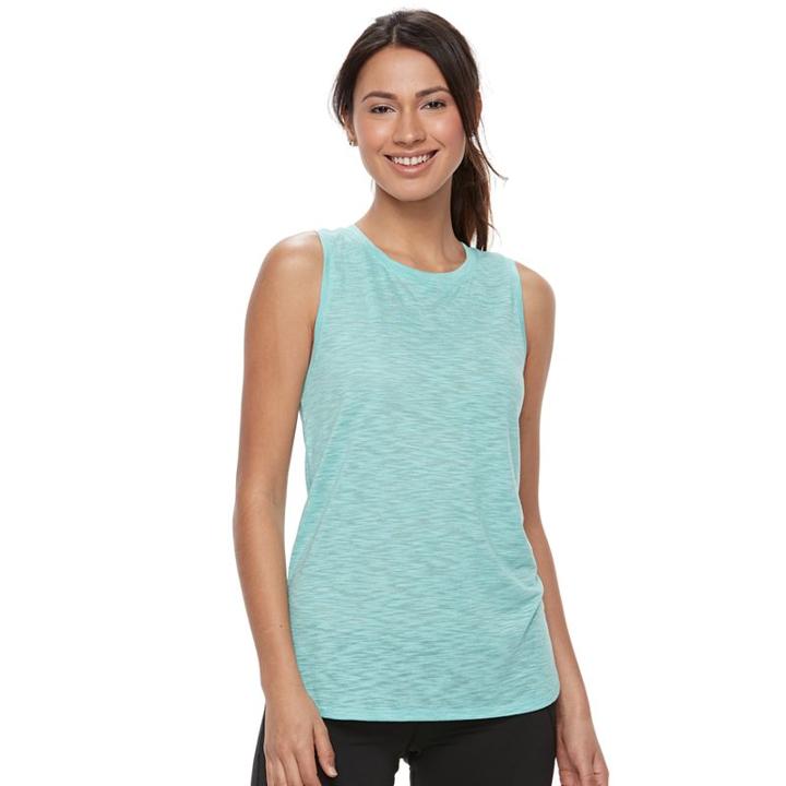 Women's Tek Gear&reg; Dry Tek Slubbed Tank Top, Size: Medium, Turquoise/blue (turq/aqua)