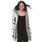 Juniors' Pink Republic Print Open-front Cardigan, Teens, Size: Small, White Oth