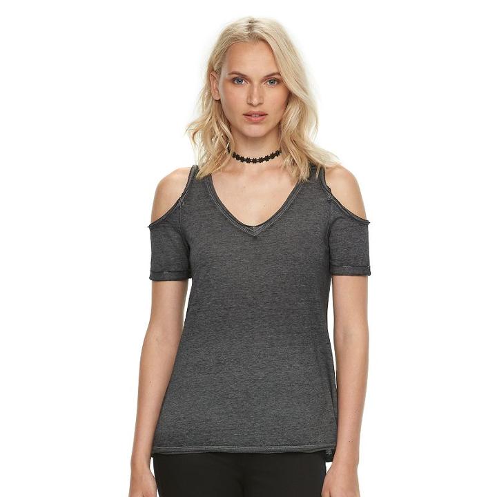 Women's Rock & Republic® Cold-shoulder Tee, Size: Xs, Black