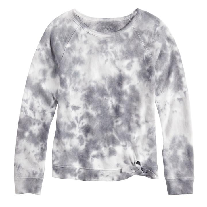 Girls 7-16 So&reg; Tie-dye French Terry Sweatshirt, Size: 12, White