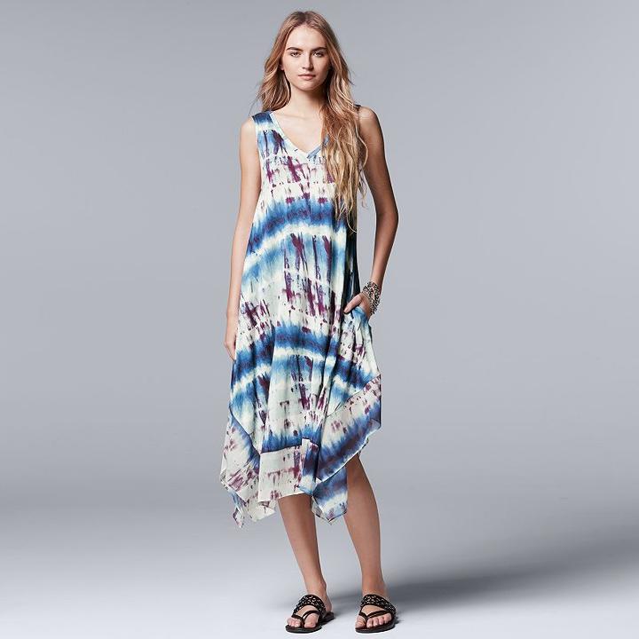 Women's Simply Vera Vera Wang Print Midi Dress, Size: Large, Blue