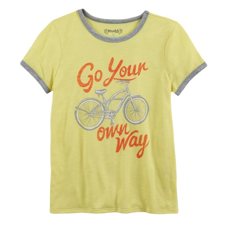 Girls 7-16 & Plus Size Mudd&reg; Ringer Graphic Tee, Size: 10, Lt Yellow