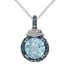 Sky Blue Topaz, London Blue Topaz & Diamond Accent Sterling Silver Halo Pendant Necklace, Women's, Size: 18