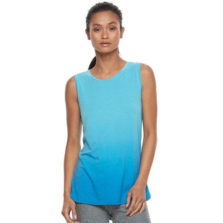 Women's Tek Gear&reg; Dry Tek Slubbed Tank Top, Size: Large, Turquoise/blue (turq/aqua)