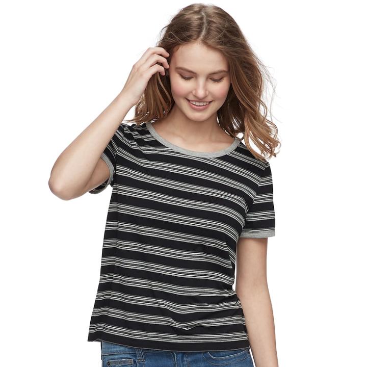 Juniors' Pink Republic Ringer Short Sleeve Tee, Teens, Size: Small, Oxford