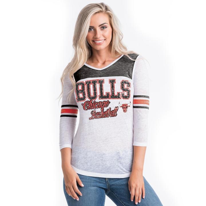 Women's Chicago Bulls Athletic Burnout Tee, Size: Xxl, White