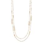 Long Ring Detail Multistrand Necklace, Women's, Gold