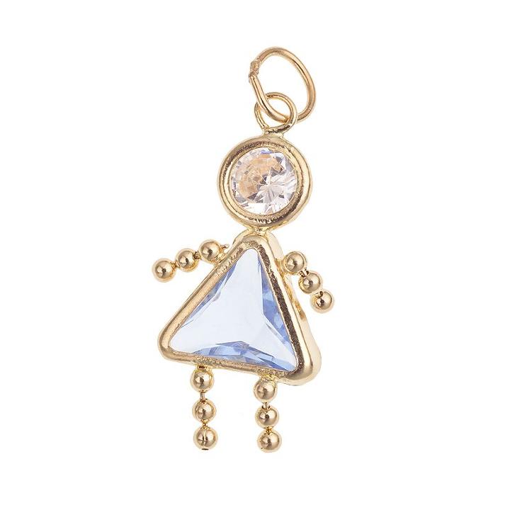 10k Gold Birthstone Babies Girl Charm, Multicolor