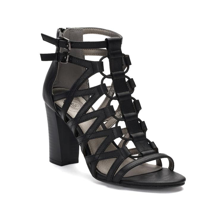 So&reg; Pufferfish Women's High Heel Gladiator Sandals, Size: Medium (10), Black