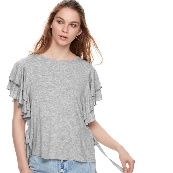 K/lab Double Ruffle Sleeve Tee, Kids Unisex, Size: Medium, Grey