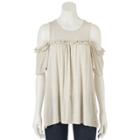 Women's Lc Lauren Conrad Ruffle Cold-shoulder Top, Size: Small, Natural