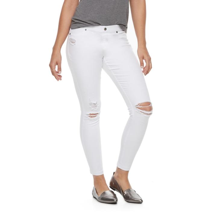Women's Utopia By Hue Picked Jean Skimmer Leggings, Size: Xl, White