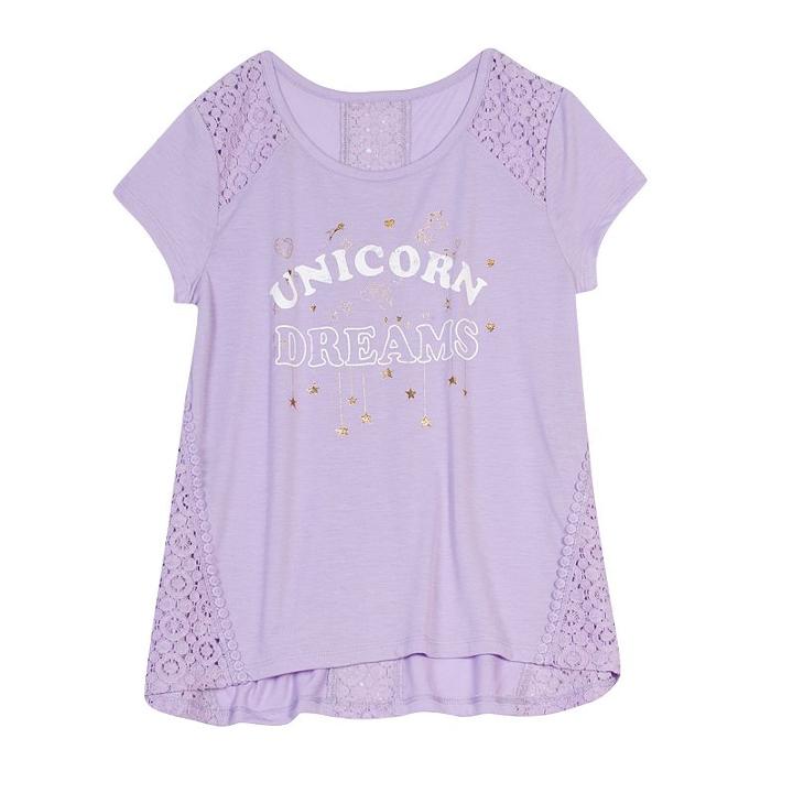 Girls 7-16 & Plus Size Harper & Elliott Lace Back High-low Hem Graphic Tee, Size: Xl, Lt Purple