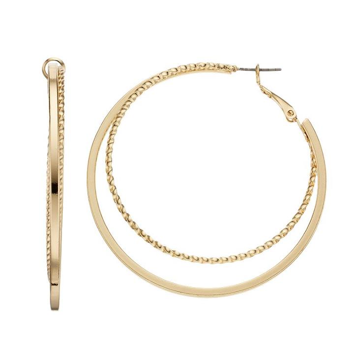 Jennifer Lopez Textured Layered Hoop Earrings, Women's, Gold