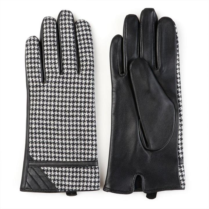 Women's Journee Collection Leather Houndstooth Lined Gloves, Size: Medium, Multicolor