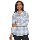 Women's Croft & Barrow&reg; Plaid Flannel Shirt, Size: Medium, Blue (navy)