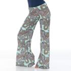 Women's White Mark Print Palazzo Pants, Size: Small, Lt Green