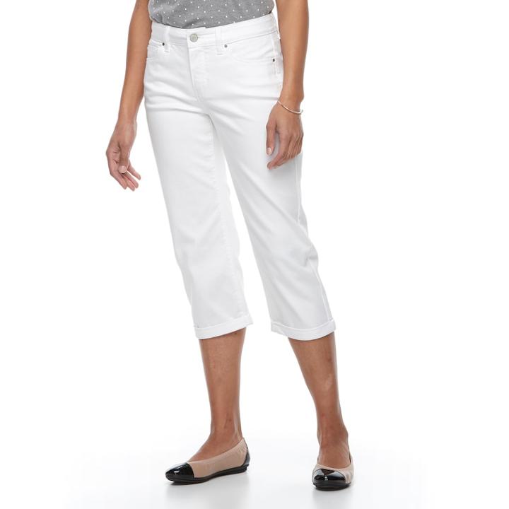 Women's Croft & Barrow&reg; Cuffed Jean Capris, Size: 8, Natural
