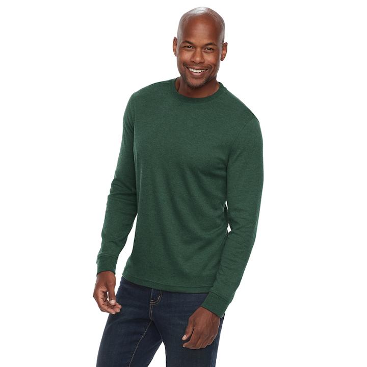 Men's Croft & Barrow&reg; Classic-fit Easy-care Crewneck Tee, Size: Small, Dark Green