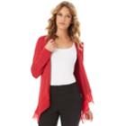 Women's Apt. 9&reg; Chiffon Trim Cardigan, Size: Regular, Red