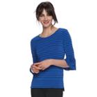 Women's Elle&trade; Striped Ruffle Top, Size: Large, Blue
