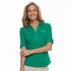 Women's Croft & Barrow&reg; Utility Polo, Size: Xs, Med Green