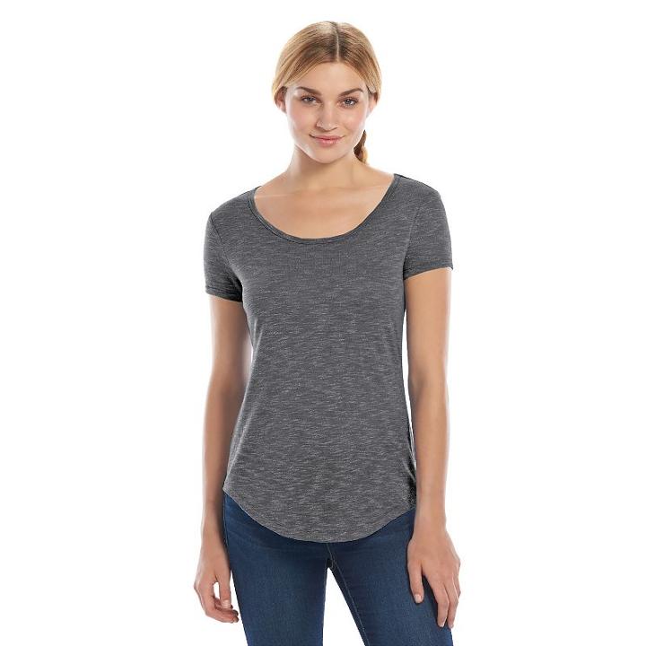 Juniors' So&reg; Short Sleeve Scoopneck Tee, Girl's, Size: Small, Med Grey