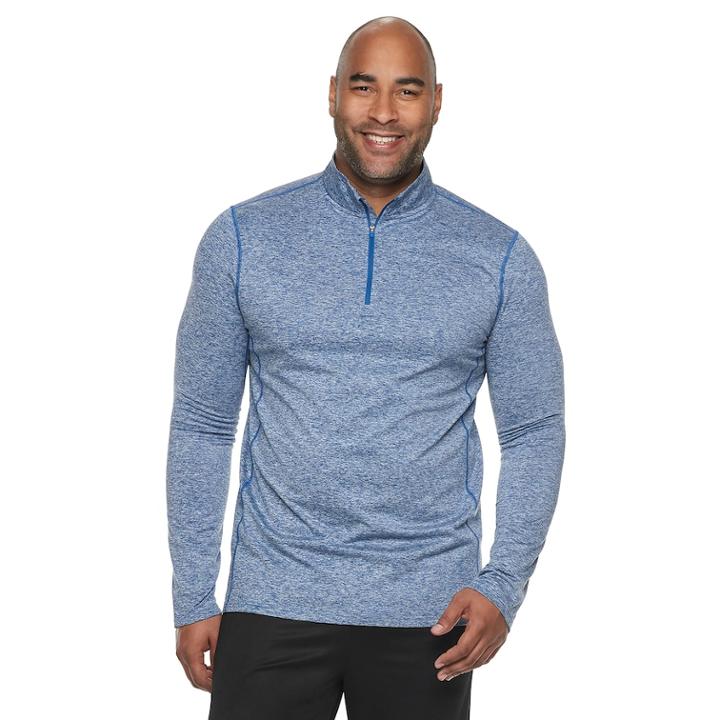 Big & Tall Tek Gear&reg; Stretch Jersey Quarter-zip Pullover, Men's, Size: Xl Tall, Dark Blue