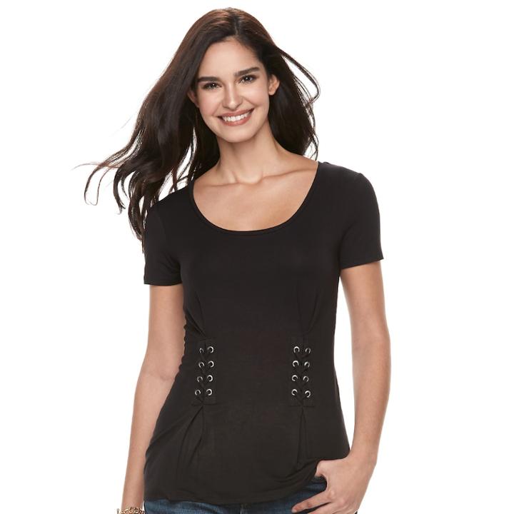 Women's Rock & Republic&reg; Lace-up Corset Top, Size: Small, Black