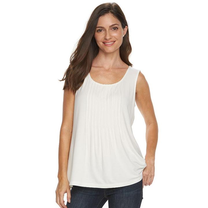 Women's Croft & Barrow Scoopneck Tank, Size: Medium, White