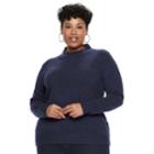 Plus Size Napa Valley Long Sleeve Mock Neck Sweater, Women's, Size: 2xl, Blue (navy)