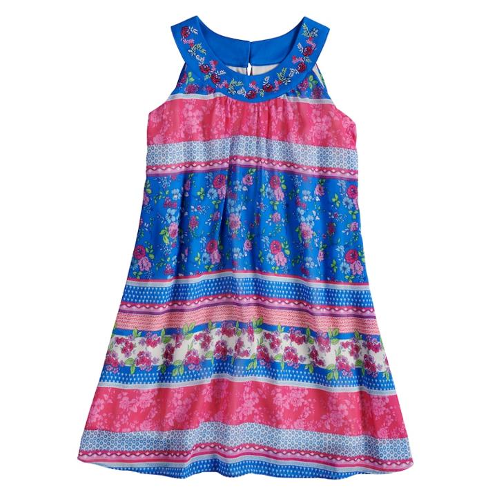 Girls 7-16 Blush Multi Print Halter Dress, Size: 10