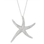 Sterling Silver Cubic Zirconia Starfish Pendant Necklace, Women's, Size: 18, White