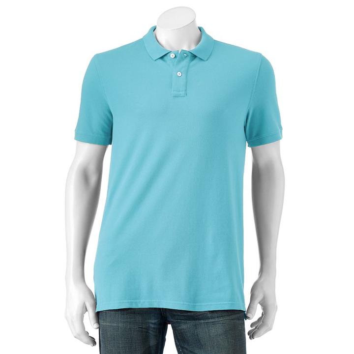 Men's Sonoma Goods For Life&trade; Flexwear Slim-fit Solid Pique Polo, Size: Large, Blue (navy)