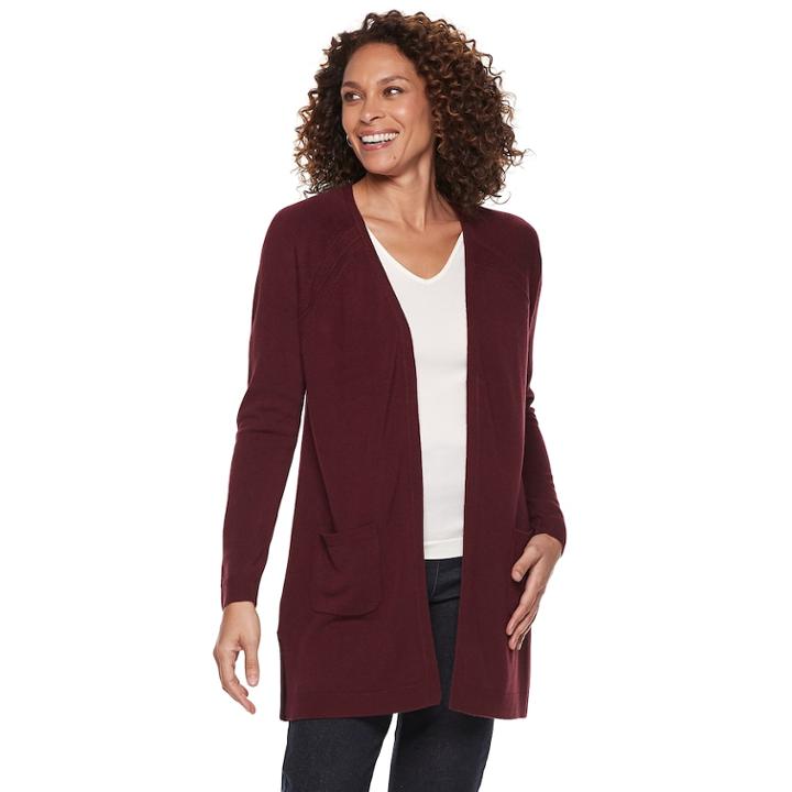 Petite Napa Valley Raglan Sleeve Duster Cardigan, Women's, Size: Xl Petite, Med Purple