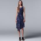 Women's Simply Vera Vera Wang Print Asymmetrical Midi Dress, Size: Xs, Dark Blue