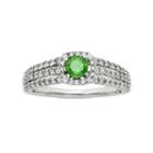Igl Certified Green & White Diamond Square Halo & Triple Row Engagement Ring In 14k White Gold (1 Carat T.w.), Women's, Size: 8