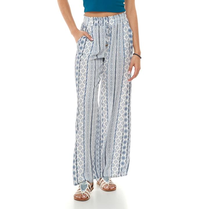 Juniors' Joe B Challis Tie Front Wide-leg Pants, Teens, Size: Medium, White