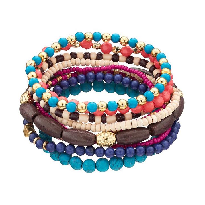 Mudd&reg; Beaded Stretch Bracelet Set, Women's, Multicolor