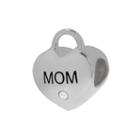 Individuality Beads Sterling Silver Crystal Mom Heart Lock Bead, Women's, White