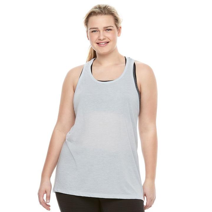 Juniors' Plus Size So&reg; Mesh Back Space-dyed Tank, Girl's, Size: 2xl, Grey