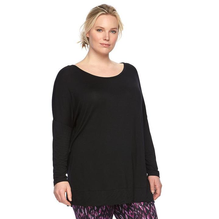 Plus Size Gaiam Crossback Dolman Tunic, Women's, Size: 2xl, Black